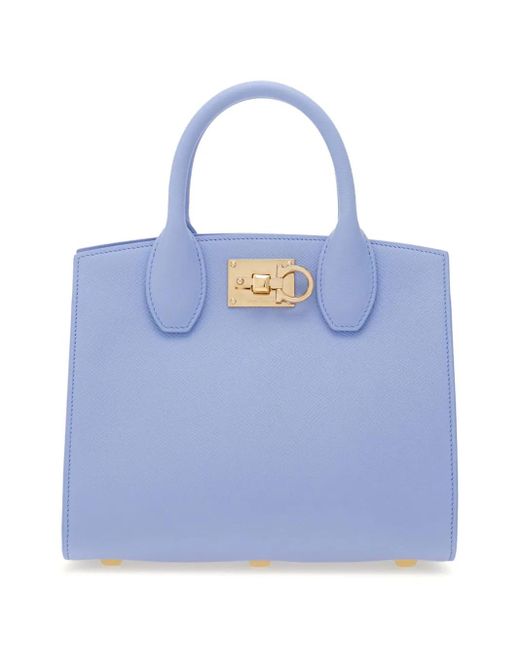 Ferragamo Blue Small Studio Box Shoulder Bag