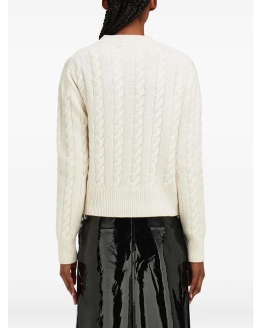 Ferragamo White Cable-Knit Cardigan
