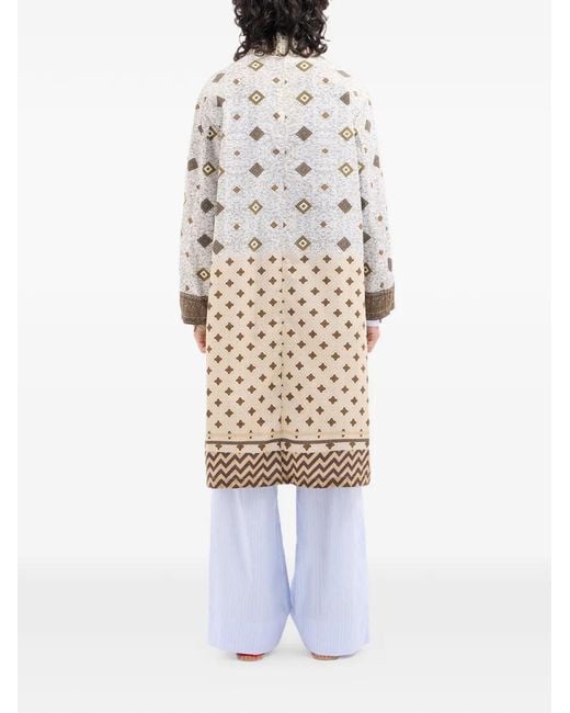 Pierre Louis Mascia White Integmosfre Geometric-Print Coat