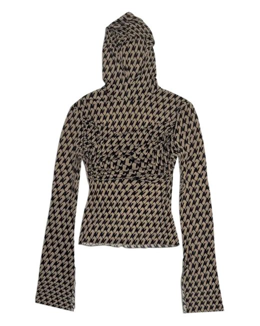 AVAVAV Black Monogram-Print Hooded T-Shirt