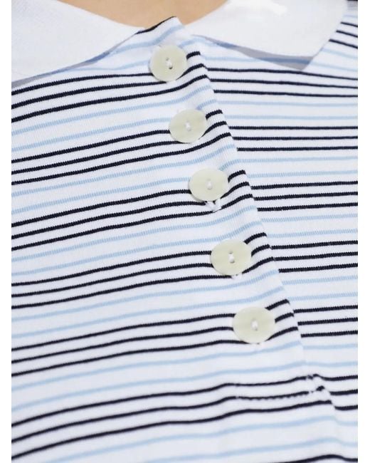Rohe Gray Striped-Pattern Buttoned Polo Shirt