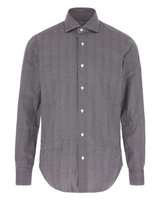 Barba Napoli Hemd mit Mikro-Punkte-Print in Gray für Herren