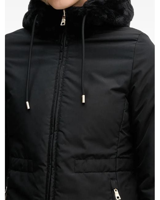 Geox Black Kaula Hooded Faux Fur Jacket