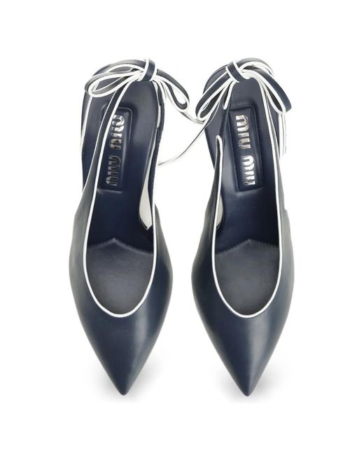 Miu Miu White Bow-Detail Slingback Sandals