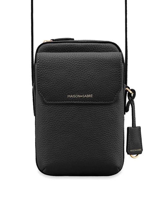 Maison De Sabre Black Leather Zip Phone Pouch