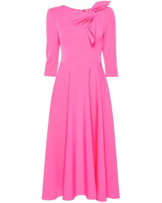 Nissa Pink Bow-embellished Midi Dress