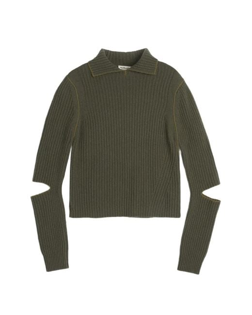 YMC Green Peeka Ribbed-Knit Sweater