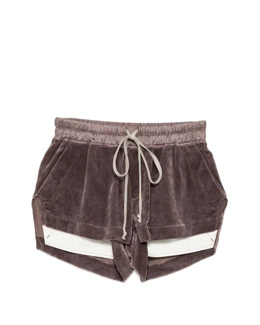 Rick Owens Brown Velvet Drawstring Shorts