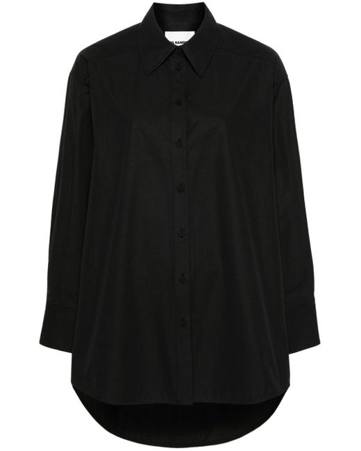 Jil Sander Black Cut-out Cotton Shirt