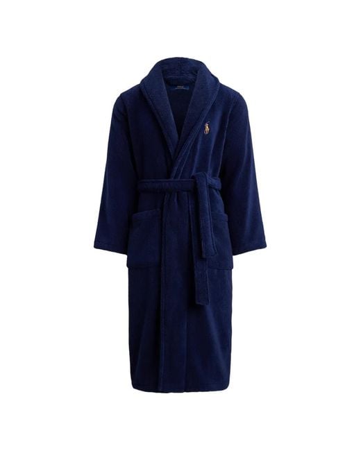 Polo Ralph Lauren Blue Logo-Embroidered Robe