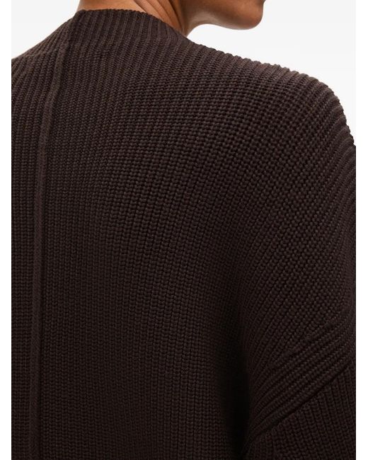 Another Tomorrow Black Ribbed-Knit Crew-Neck Sweater