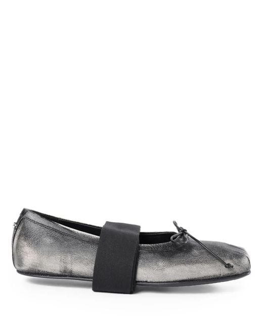 Ann Demeulemeester リボンディテール フラットシューズ Gray