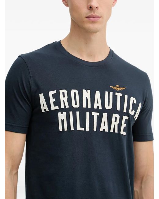 Aeronautica Militare Blue Logo-Print T-Shirt for men