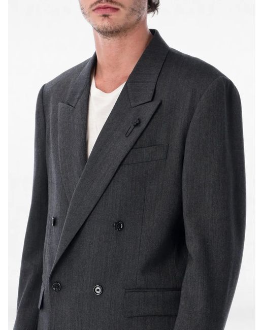 Lardini Gray Double-Breasted Peak-Lapels Jacket for men