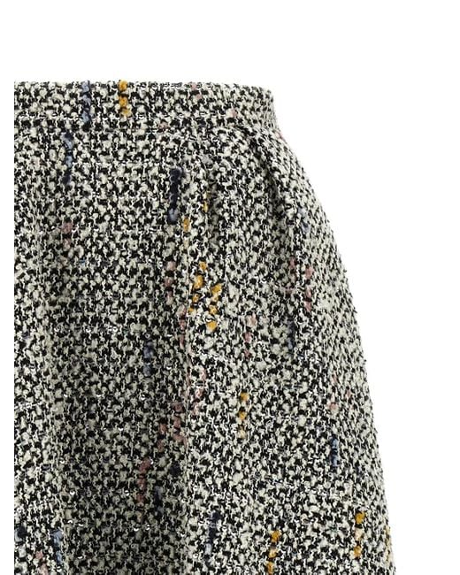 Alessandra Rich Gray Embellished Tweed Midi Skirt