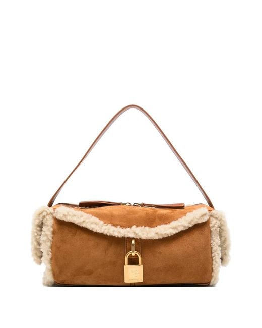 Balmain Multicolor Pulse Shearling-Trim Suede Shoulder Bag