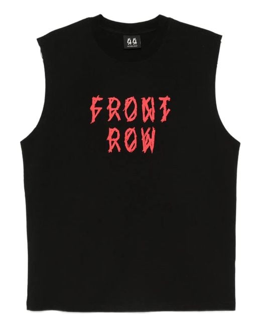 44 Label Group Black Graphic-Print Cotton Vest for men