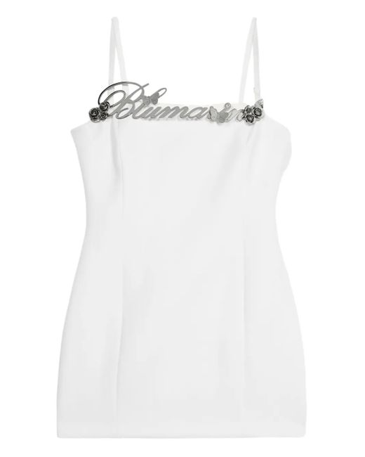 Blumarine Jurk Verfraaid Met Logo in het White