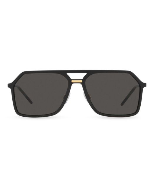 Dolce & Gabbana Gray Logo-engraved Oversize-frame Sunglasses for men