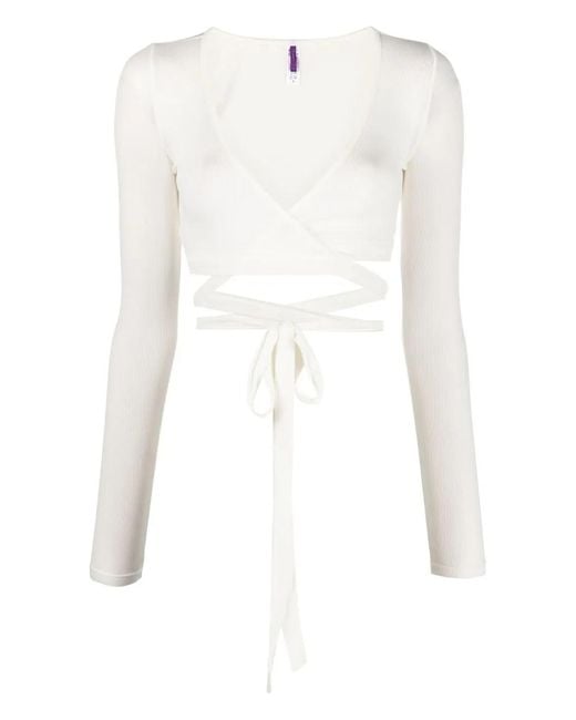 Maison Close Geribbelde Top in het White