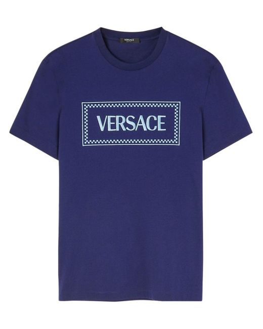 Versace Katoenen T-shirt Met Logoprint in het Blue voor heren
