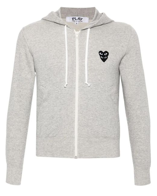 COMME DES GARÇONS PLAY White Mélange-Effect Cotton Hoodie