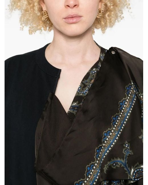 Sacai ペイズリーパネル トップ Black