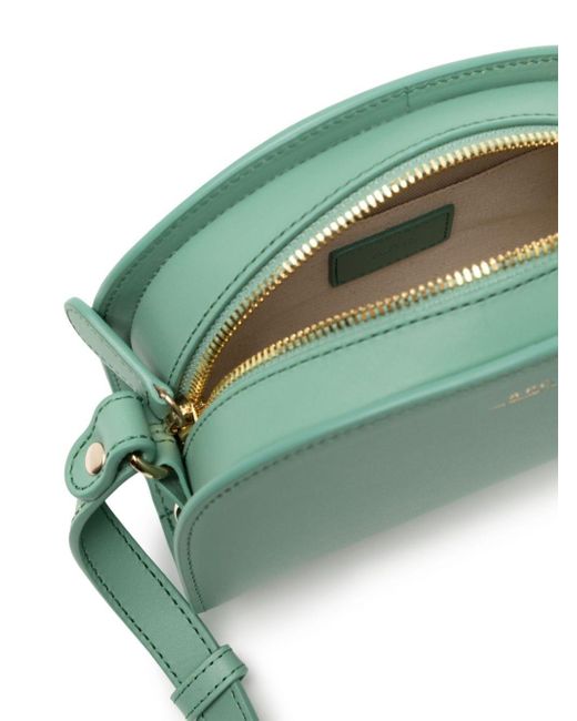 A.P.C. Green Demi-lune Leather Shoulder Bag