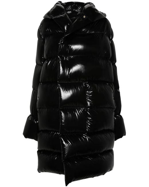 Rick Owens Black Ls Hooded Puffer Coat - Women's - Virgin Wool/elastane/polyamide/goose Feather