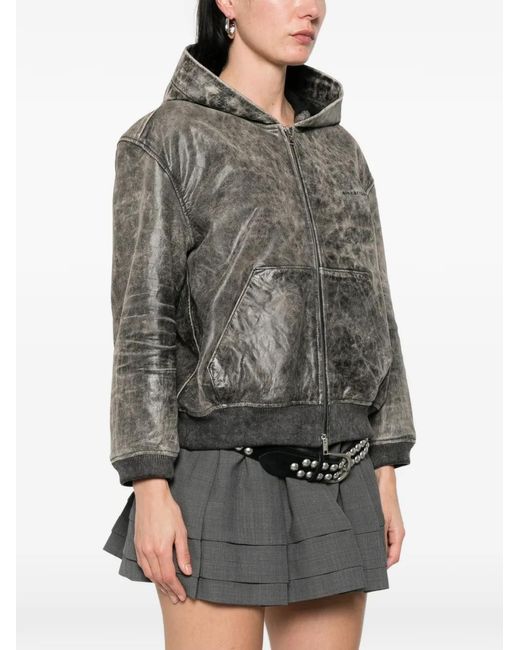 Alexander Wang Gray Hooded Zip-Up Jacket