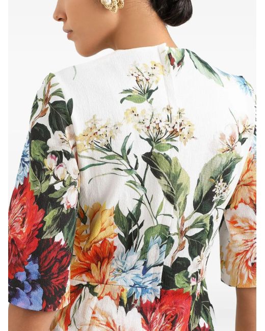 Dolce & Gabbana White Floral-Print Mini Dress