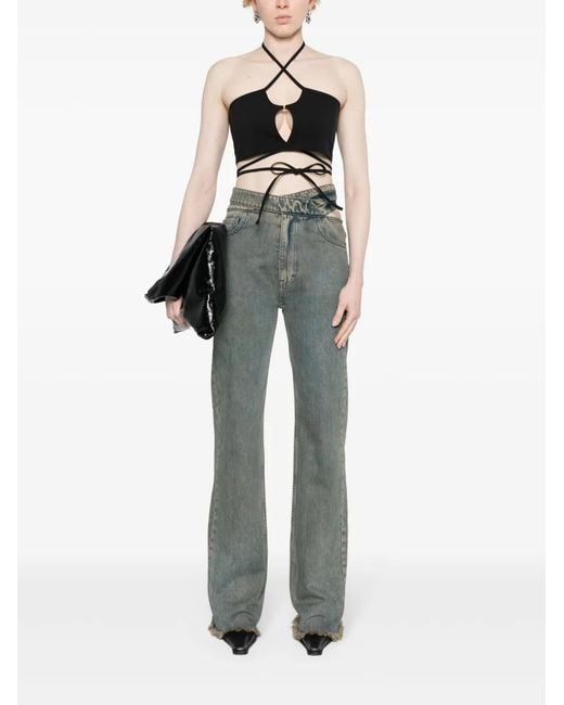 ROKH Black Crossover-Straps Cropped Top