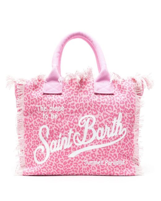 Mc2 Saint Barth Pink Vanity Leopard-print Beach Bag