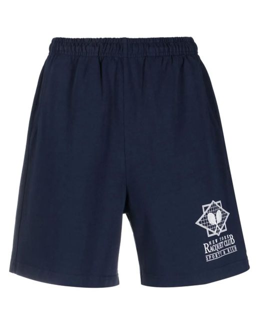 Sporty & Rich Blue Ny Racquet Club Track Shorts