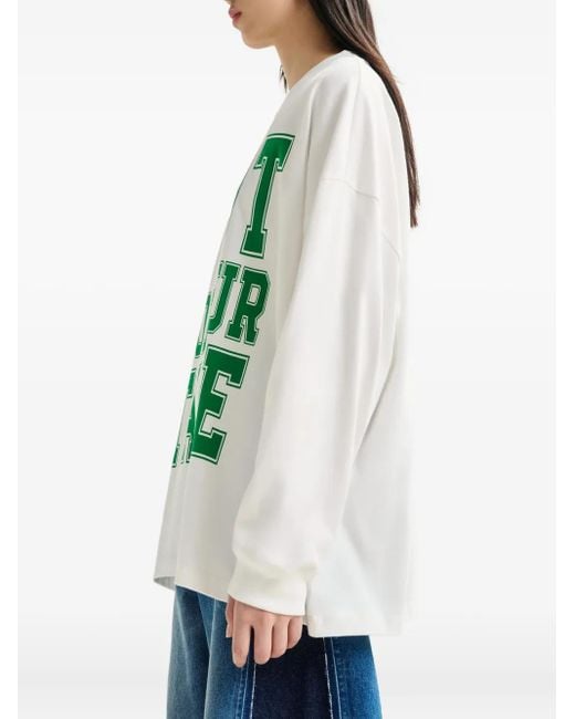 Essentiel Antwerp Green Letter-Print T-Shirt