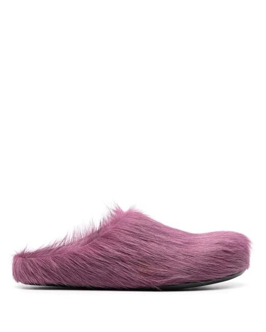 Marni Purple Long-Hair Calfskin Fussbett Sabot