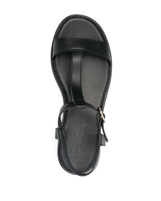 Doucal's Black Buckle-Fastening Leather Sandals