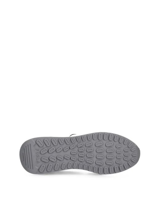 Furla White Retro Metallic-Effect Panelled Sneakers