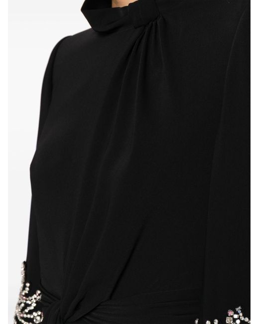 Jenny Packham Black Lily Crystal-embellished Midi Dress