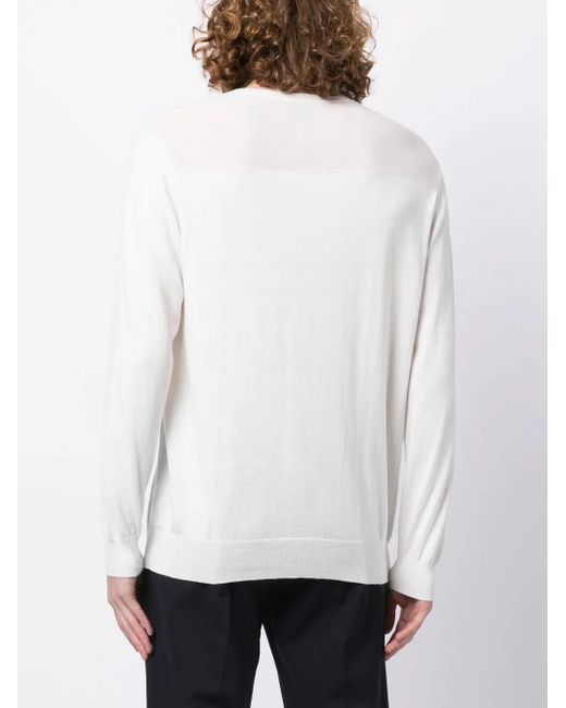 Pull En Maille À Patte De Boutonnage N.Peal Cashmere pour homme en coloris White