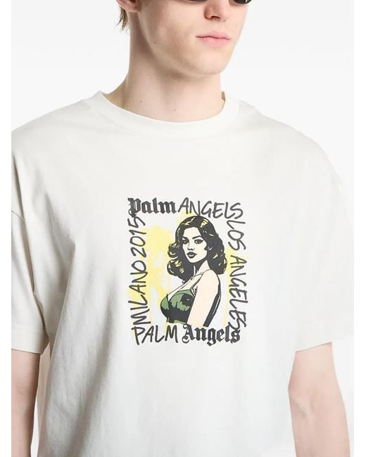 Palm Angels White Graphic-Print T-Shirt