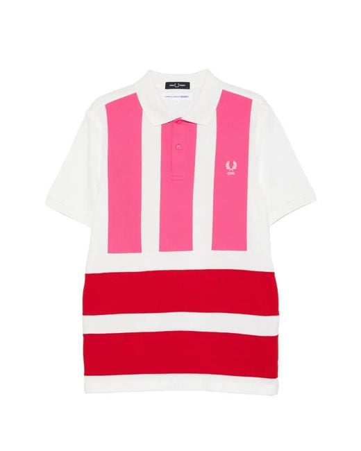 Comme des Garçons Red Polo Rayé À Logo Brodé for men