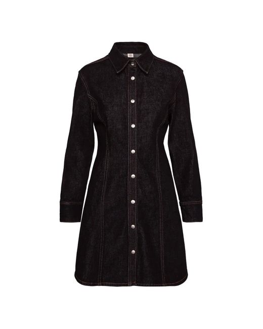 Calvin Klein Black Robe À Col Boutonné