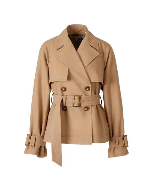 Veronica Beard Natural Lazaro Double-Breasted Belted Jacket