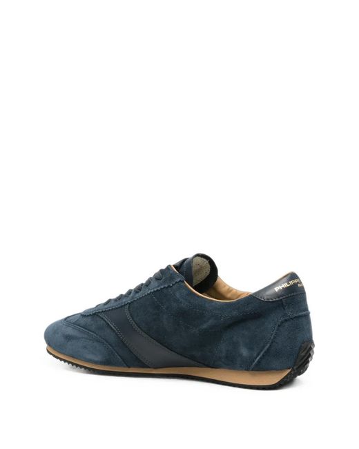 Philippe Model Blue Logo-Patch Suede Sneakers for men