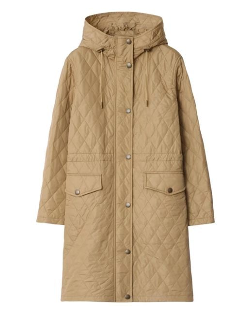 Burberry Natural Quilted Nylon Hooded Coat