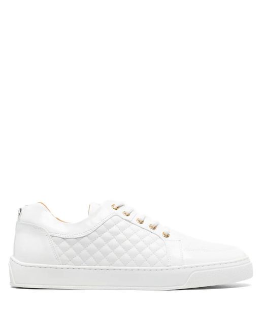 Leandro Lopes White Quilted Low-Top Sneakers