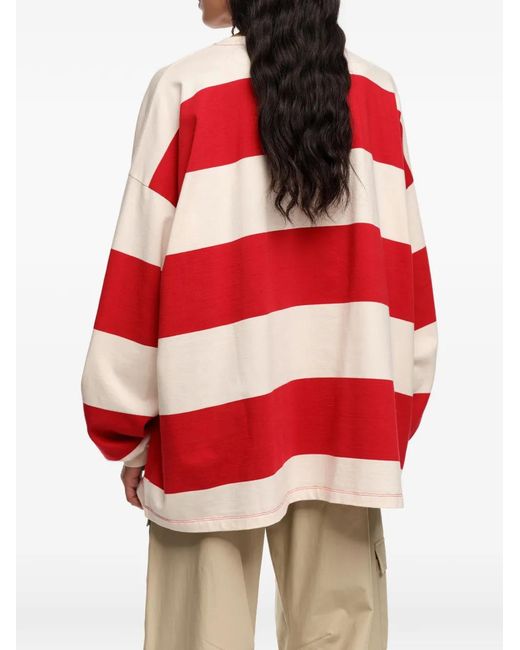 Bimba Y Lola Red Balloon-Sleeved Striped T-Shirt