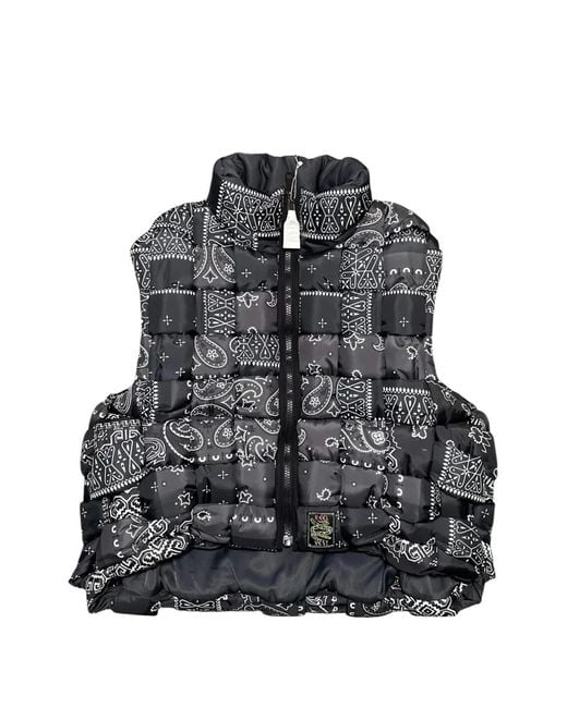 Kapital Black Bandana-Print Quilted Gilet for men