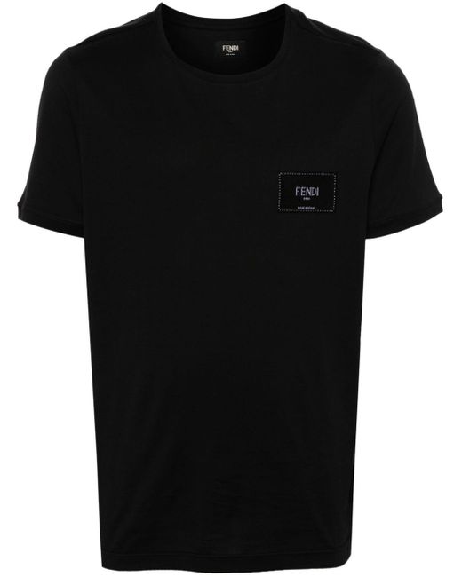 Fendi Black T-Shirt Label Logo for men